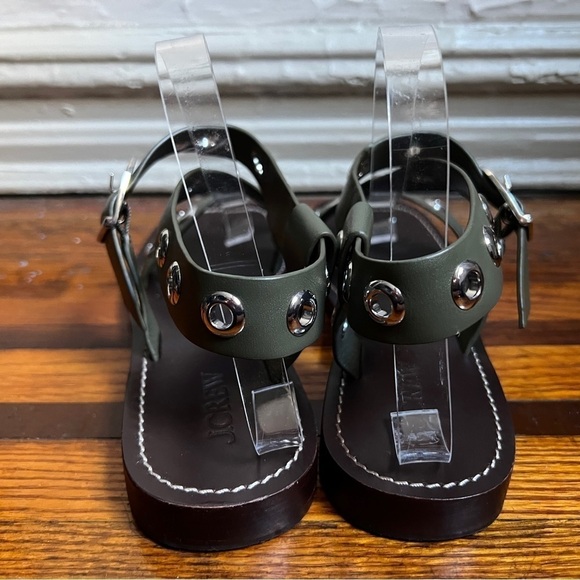 J.Crew Grommet cross-strap sandals in leather, olive size 7 - Picture 6 of 7